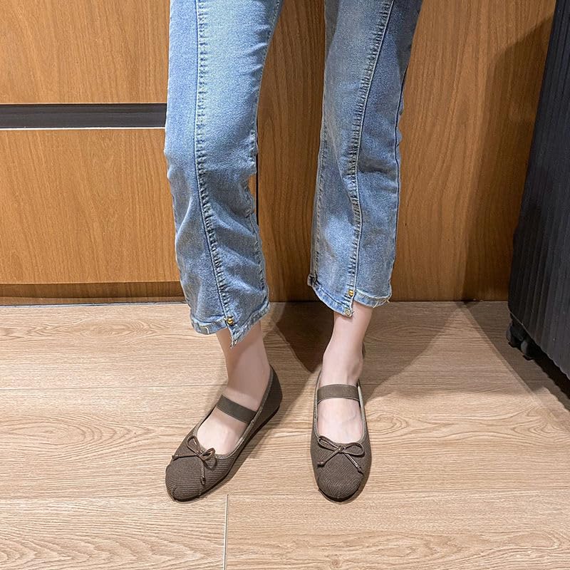 Women's Bow Round Toe Ballet Flats Slip On Comfortable Dressy Business Dance Flats Walking Shoes4