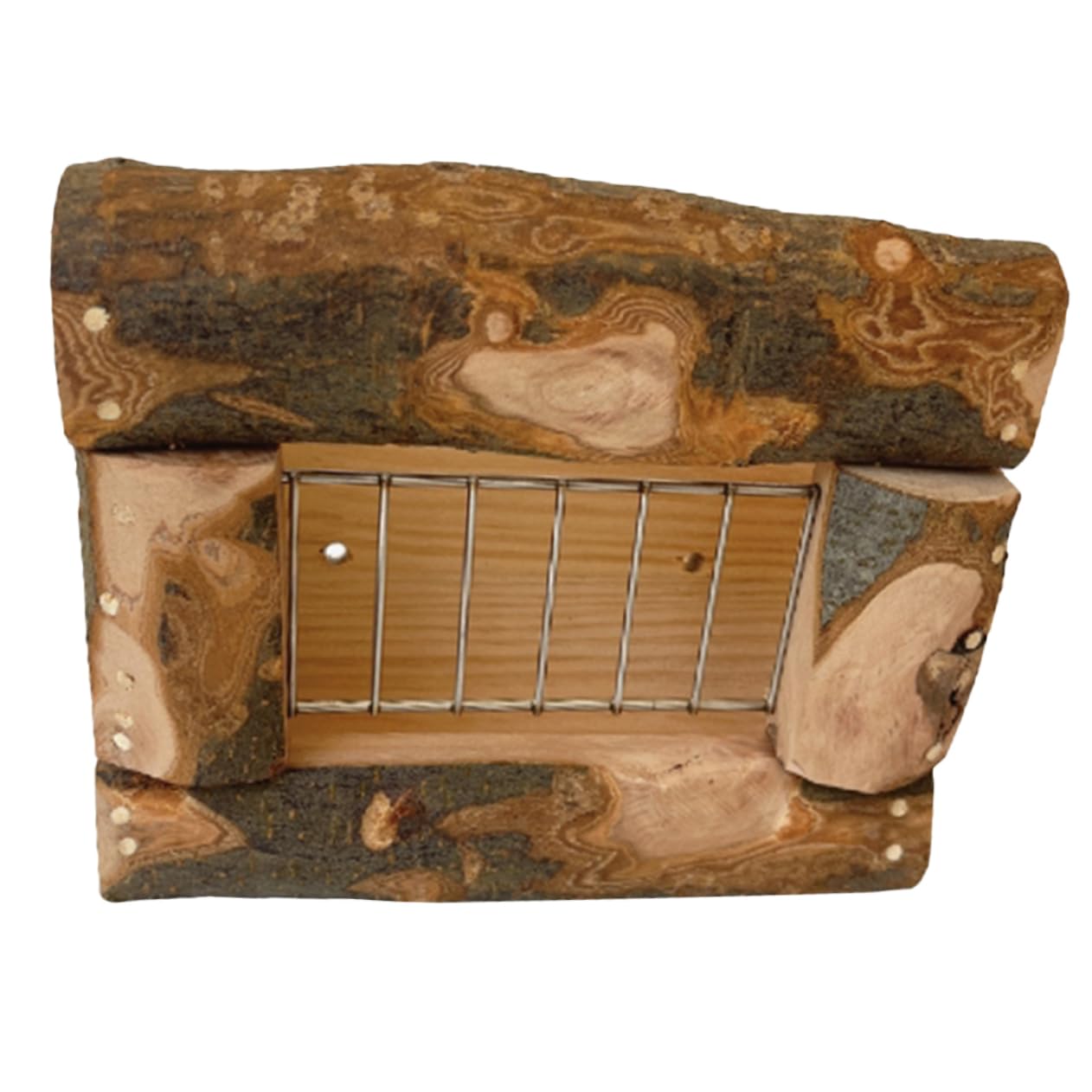 Happyyami Bunny Feeder Wooden Hay Rack Rabbit Dispenser Pet Feeder for Small Animals