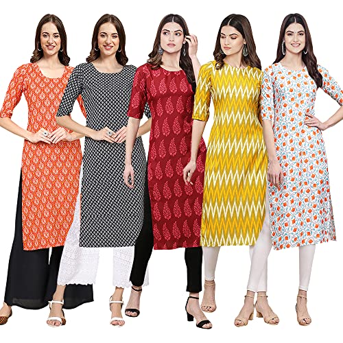 Image of Pinkmint Women's Crepe Digital Print Straight Kurta (D-353-345-369-360-370)