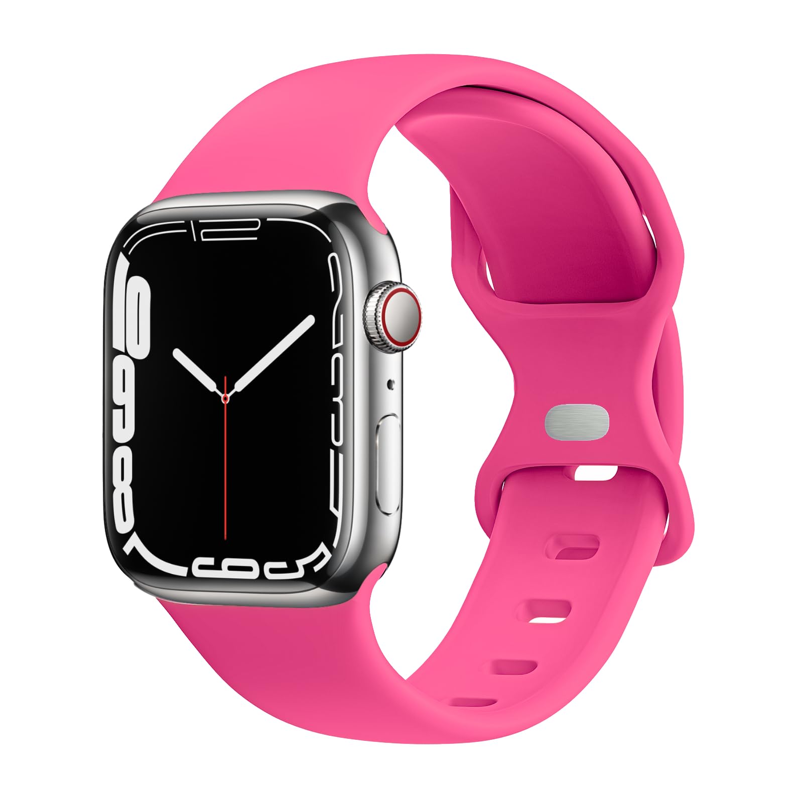 JXGM Compatible with Apple Watch Bands 38mm 40mm 41mm 42mm 44mm 45mm,Soft Silicone Sport Wristbands Replacement Strap for iWatch Series SE 7 6 5 4 3 2 1 Edition Hot Pink 38mm/40mm/41mm S/M Classic01