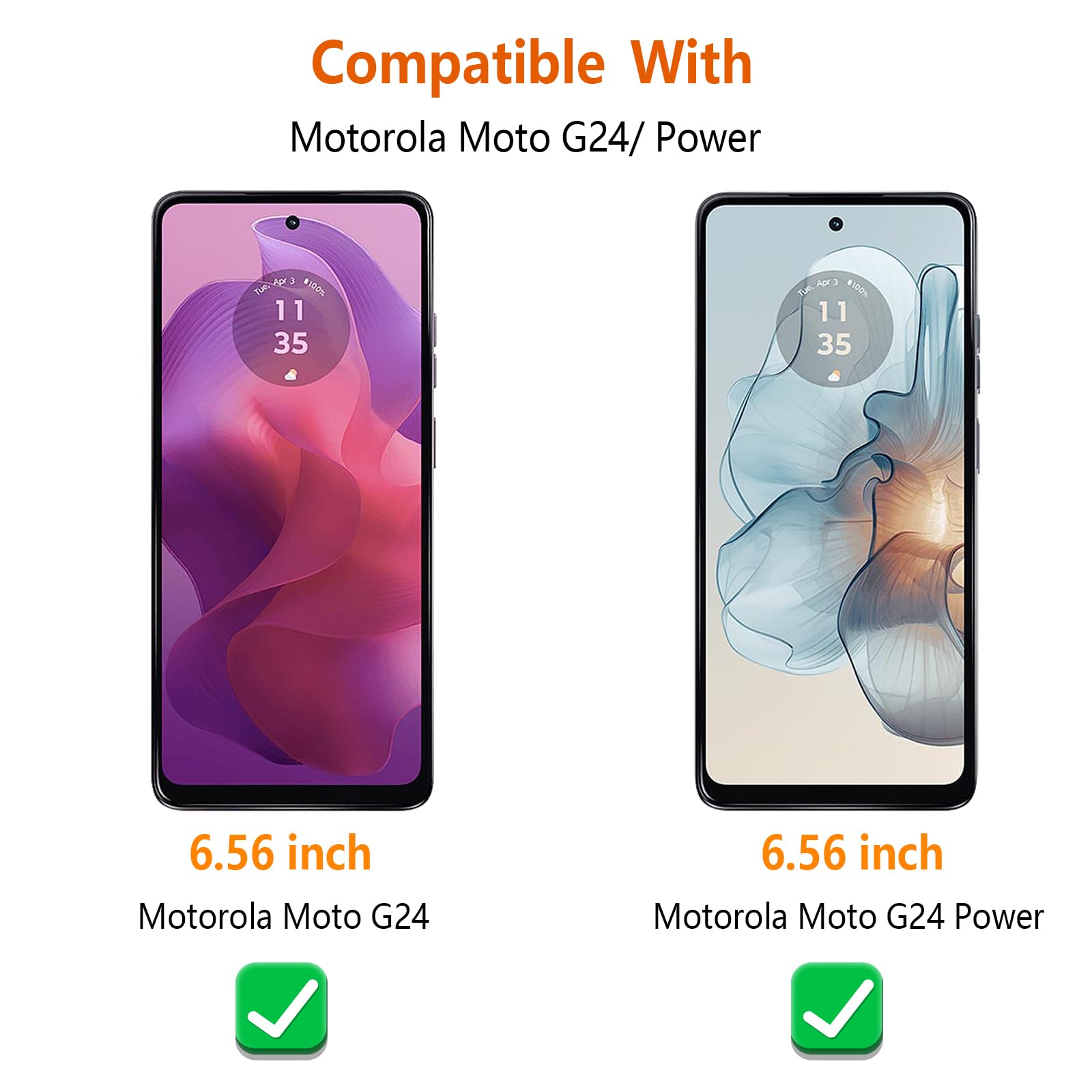 Pollachi [3 Pezzi Vetro Temperato per Motorola Moto G24 2024,Durezza 9H Anti Graffio,Anti-Impronte Senza Bolle,Pellicola Protettiva per Moto G24 2024