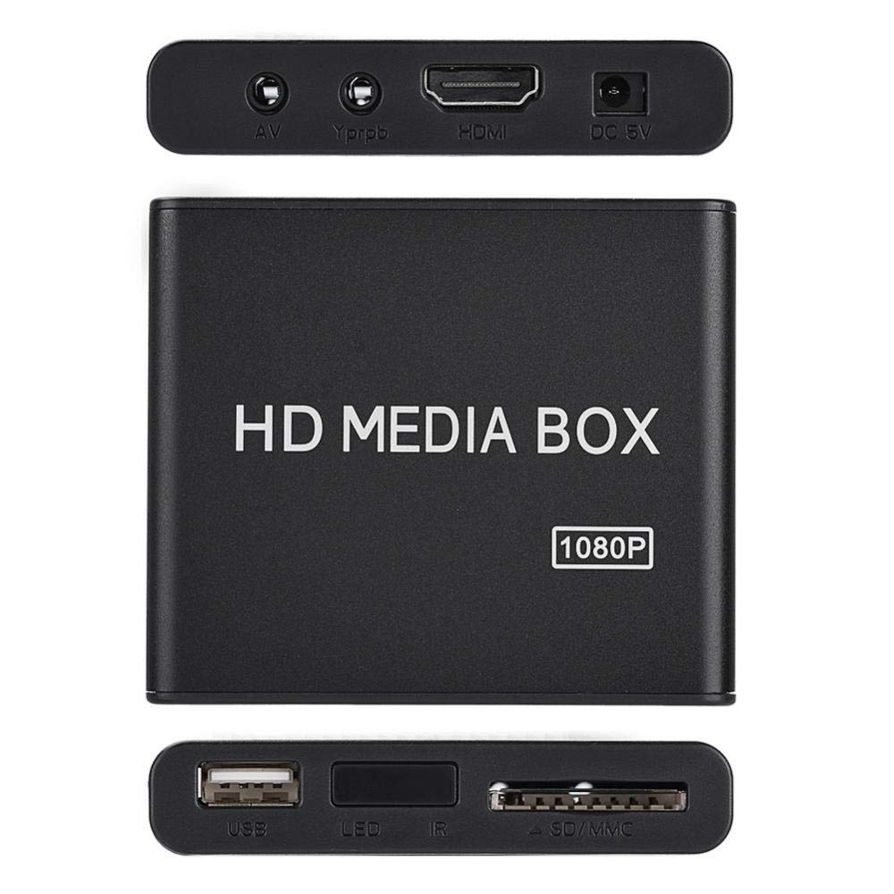 Mugast Mini Media Player Box, Lettore Multimediale Video Full HD 1080P con Telecomando, Supporto USB Mobile Hard Disk MMC RMVB MP3 AVI MKV(EU Plug)