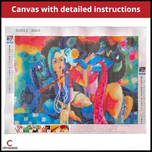 Image of CRYSENDO DIY Diamond Crystal Painting Kit | Embroidery 5D Radha Krishna Diamond Painting | Mosaic Cross Stitch Full Drill Diamond Painting | Ideal for Gifts, Home Wall Decor (30X23cm)