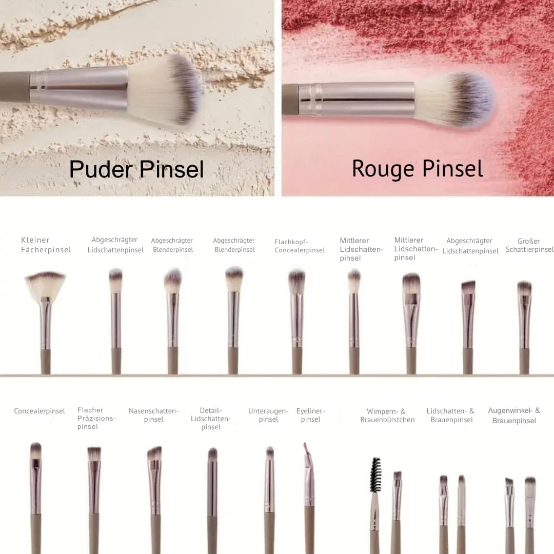 56-teiliges Make-up Pinselset mit Schwämmen, Stirnband & Tasche – Profi-Qualität