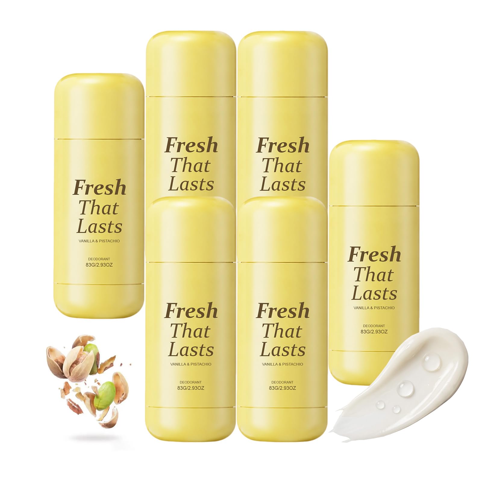 Fresh That Last Stick Dezodorant Długotrwała ochrona przed zapachami dla kobiet i mężczyzn, rozjaśniająca pachy, zapach pistacjowy wanilia, idealny do codziennego użytku, 6 szt