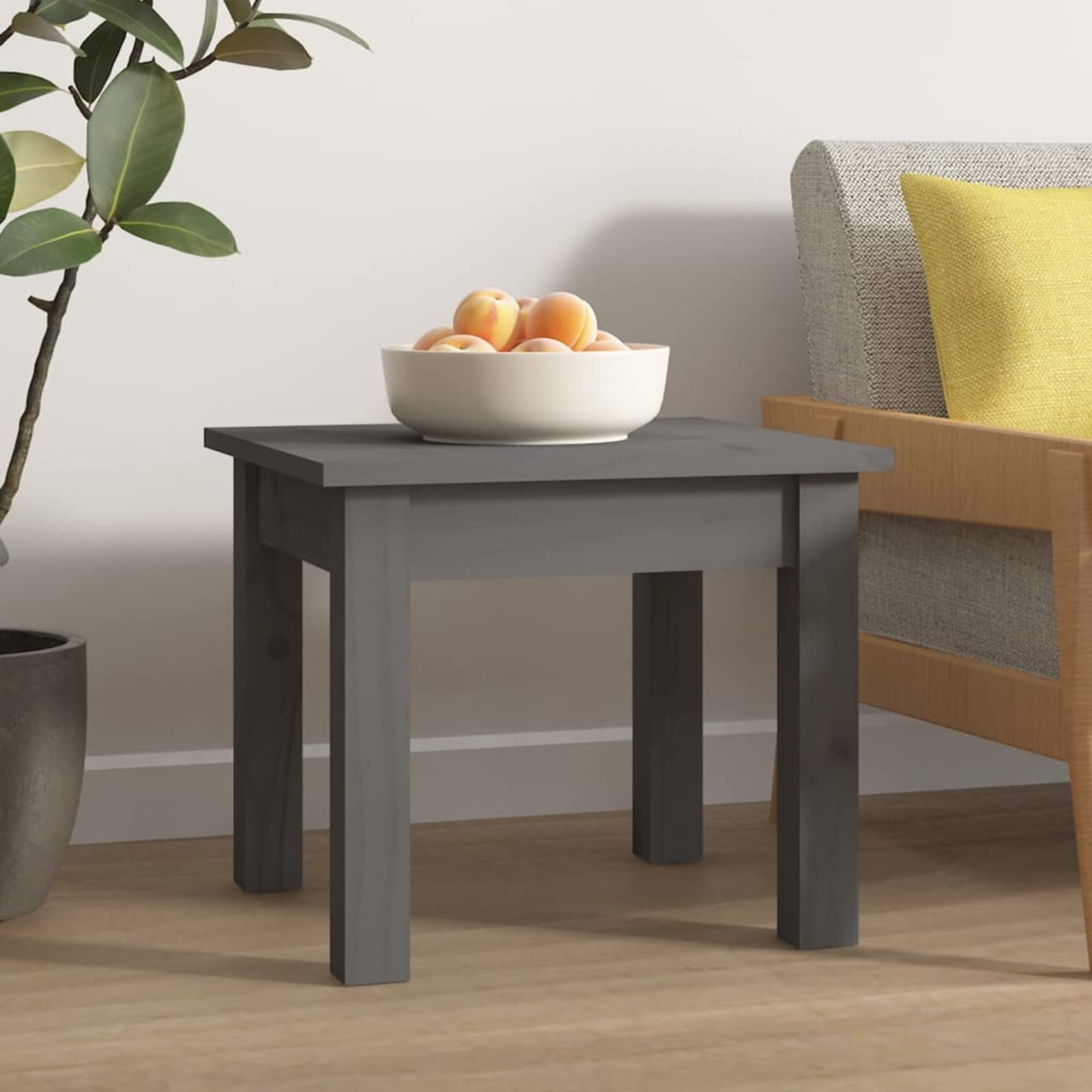 Table basse de salon gris en bois massif Homgoday pour petite chambre
