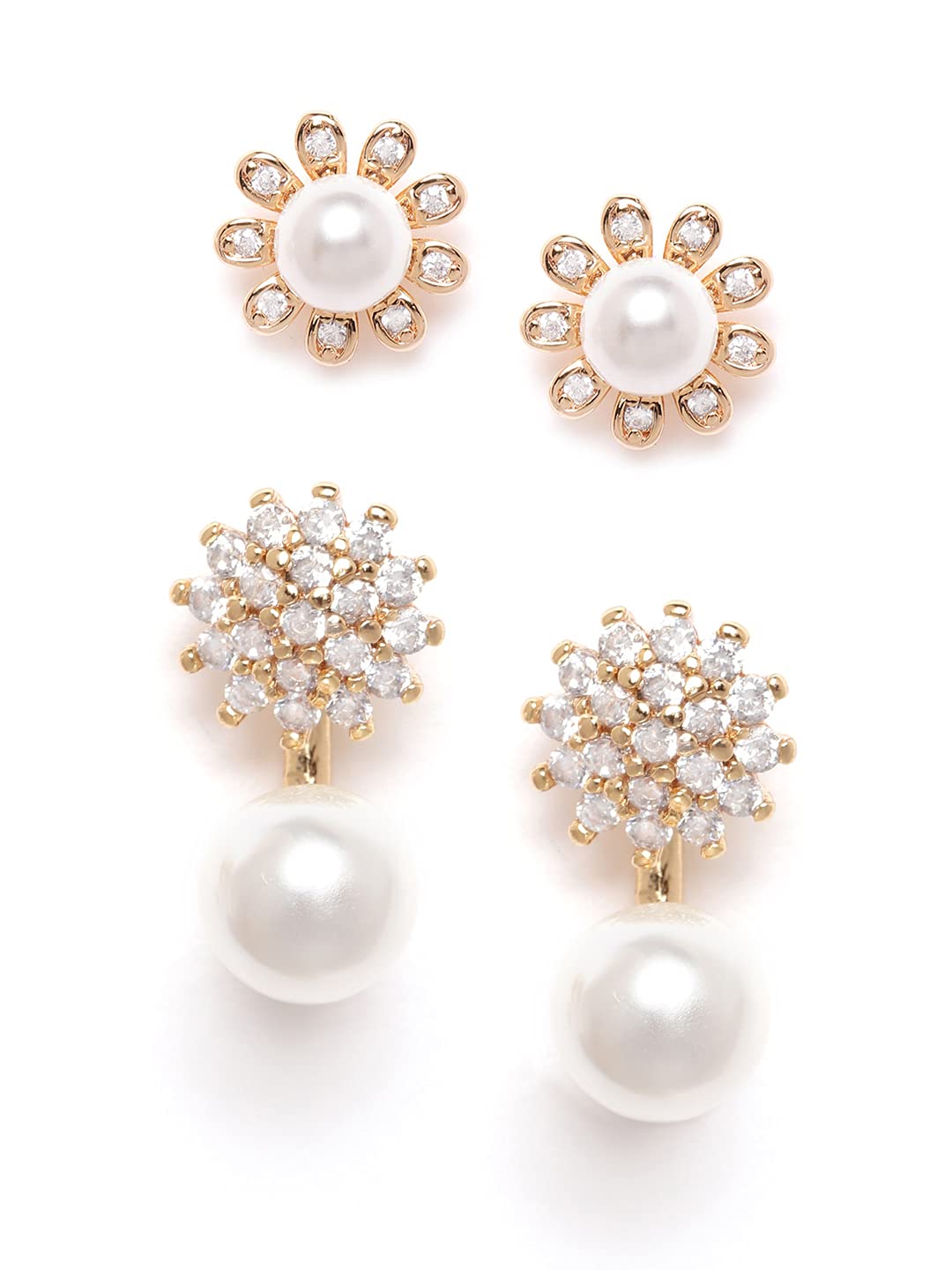 See full amazon price history chart for Zaveri Pearls Set of 2 Gold Tone Contemporary Cubic Zirconia Brass Stud Earrings For Women-ZPFK11165 Zaveri Pearls Set of 2 Gold Tone Contemporary Cubic Zirconia Brass Stud Earrings For Women-ZPFK11165 (B09F6CYLKT) Amazon Price History, Amazon Price Tracker