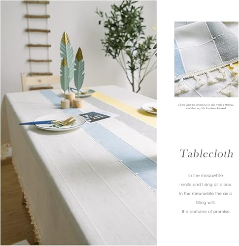 Miniatura 2 de Cosmine Mantel de Navidad impermeable para mesa de comedor, mantel rústico de cocina de granja, mantel rectangular de lino de algodón para bufé y