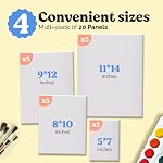Chalkola Canvas for Painting - (20 Bulk Pack, 5x7, 8x10, 9x12, 11x14 inch) | 100% Cotton Panels, Primed Blank Canvases for Painting for Kids & Adults - Paint Canvas Boards for Acrylic, Oil, Watercolor