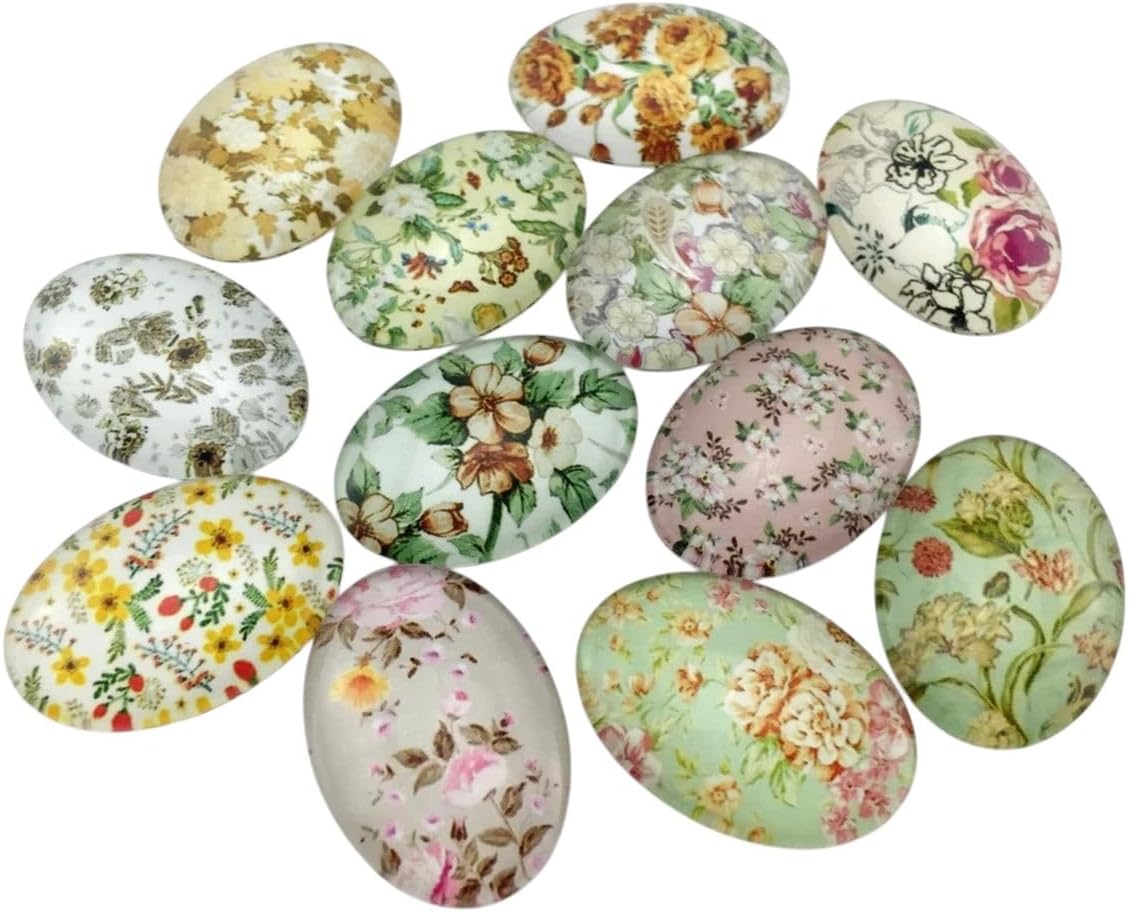 New 2026 Glass Cabochon 18X25Mm 30X40Mmm Mixed Flower Pattern Cameo Oval Base Supplies For Jewelry Finding Diy Picture Fashion Accessories Creative Gift