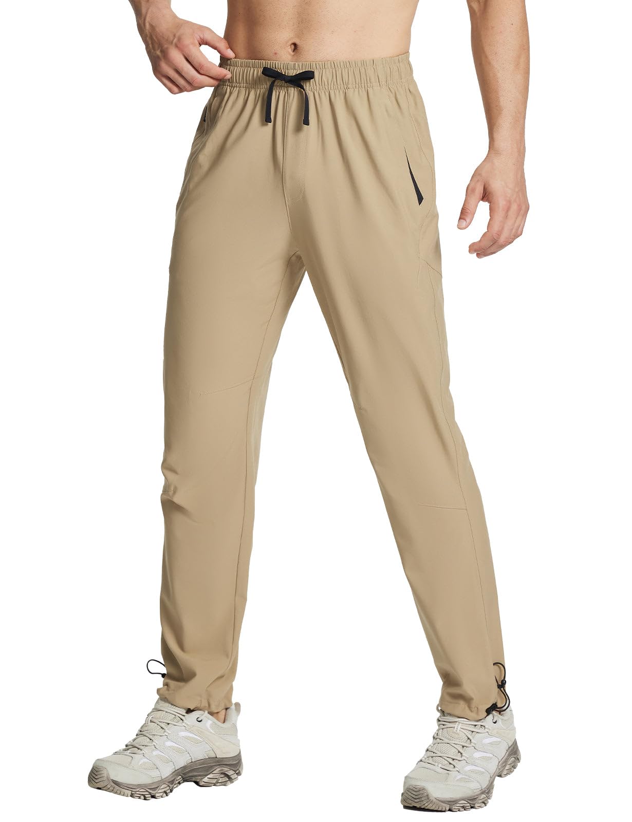 baleaf Men's Hiking Pants Lightweight Quick Dry Water Resistant Elastic Waist Cargo Pants with Zip Pockets for Outdoor