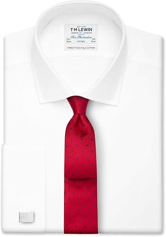 T.M.Lewin Men's White Poplin Fitted Double Cuff Shirt 15 : Amazon.co.uk:  Fashion