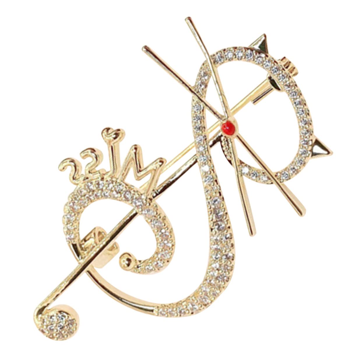 FRCOLOR Musiknotenbrosche Zirkon-Brosche-Abzeichen Musiknote Brustnadel Frauen Broschen bezaubernde Zirkonbrosche Damen Brosche Anstecknadel mit Musiknoten Kupfer Golden