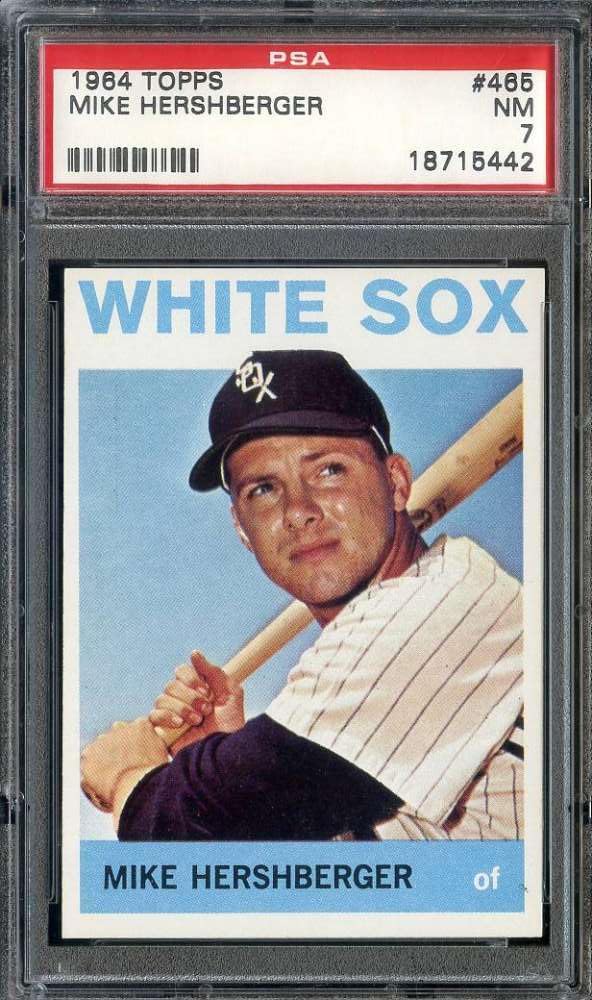 1964 TOPPS #465 MIKE HERSHBERGER PSA 7 WHITE SOX