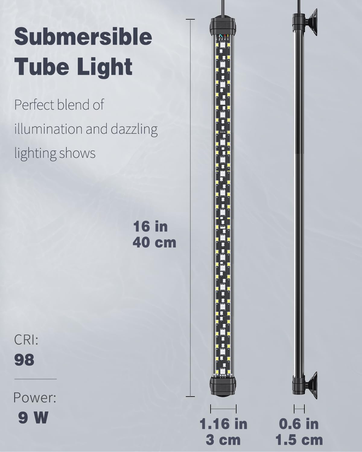 Pawfly 40 cm Aquarien-Beleuchtung LED-Beleuchtung mit Vollspektrum Brillant Weiß Blau Rot Grün LED-Lichter mit T/N-Modus Effekte Zeitschaltuhr und einstellbarer Helligkeit für Süßwasseraquarien
