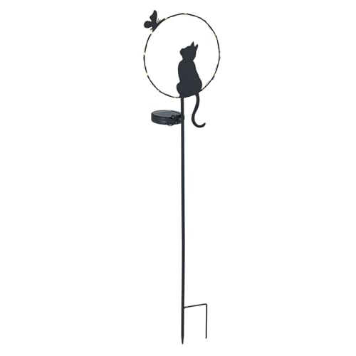 Maximex Pique Solaire LED pour Jardin Chat avec Un Papillon, capteur crépusculaire, résistant aux intempéries, éclairage Solaire pour Jardin et Balcon, 20...