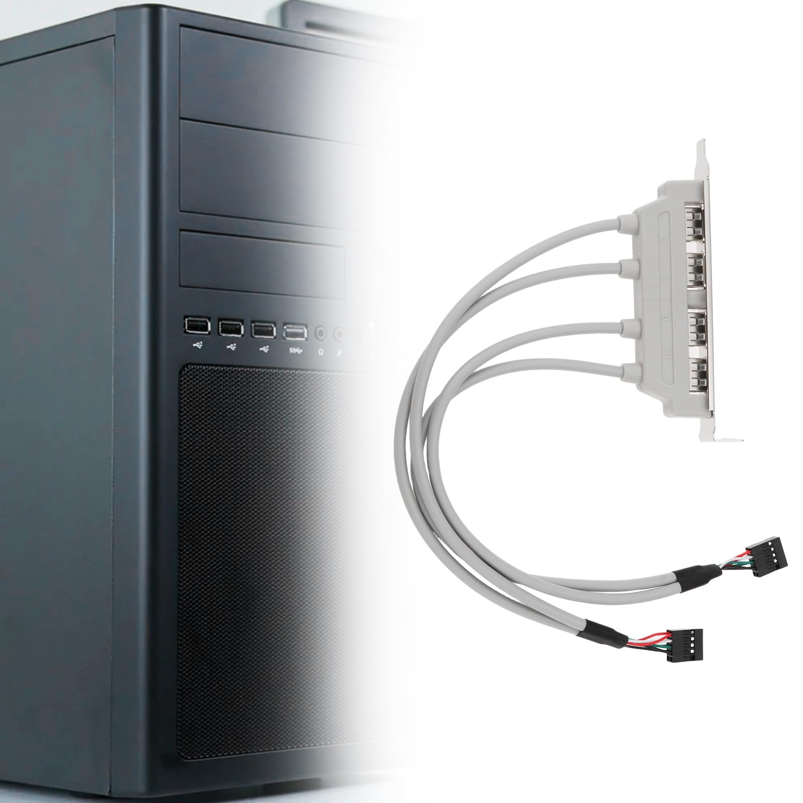 4 porty USB 2.0 żeński na 2 płyty głównej 9-pinowy kabel nagłówka z uchwytem PCI-E