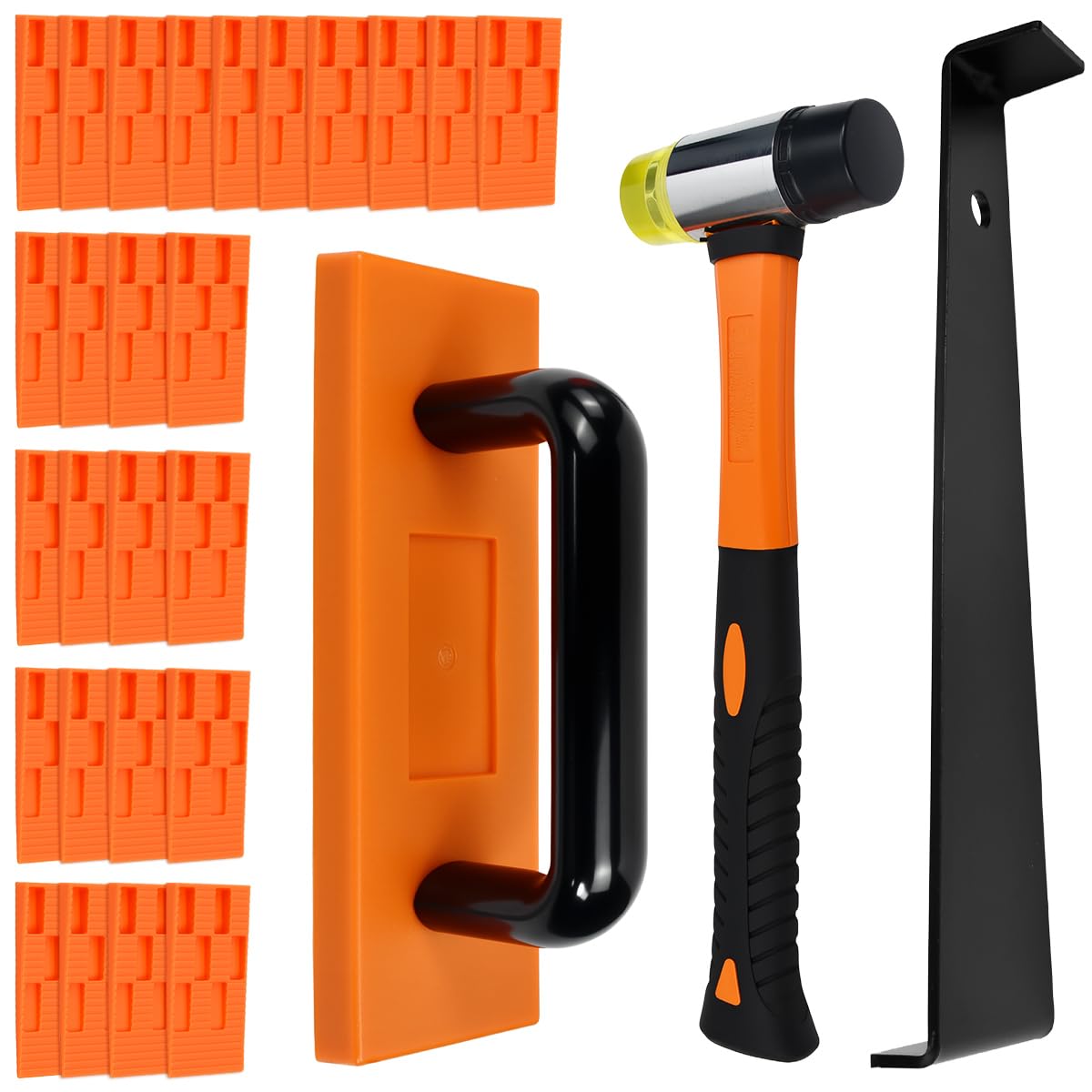 Kit de Instalación de Suelo Laminado - 43 PCS Herramientas para Suelo Laminado Incluye Martillo de Goma, Palanca de Extracción y Cuñas Separadoras - Kit Instalacion paraSuelo Vinilico Click