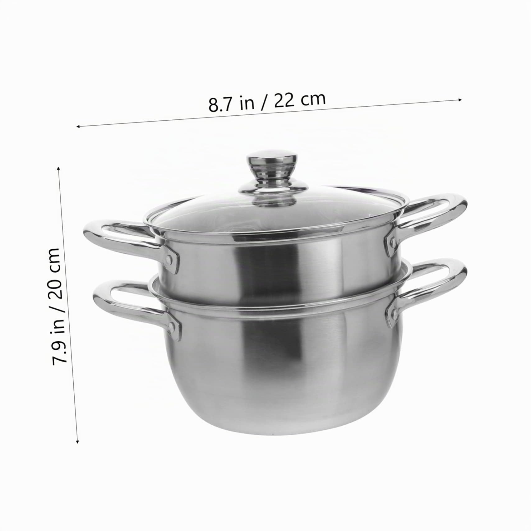Zerodeko Olla de Vapor de Acero Inoxidable de Doble Capa Vaporera de Alimentos Apilable Cocina al Vapor y Cocina Simultáneamente Apta