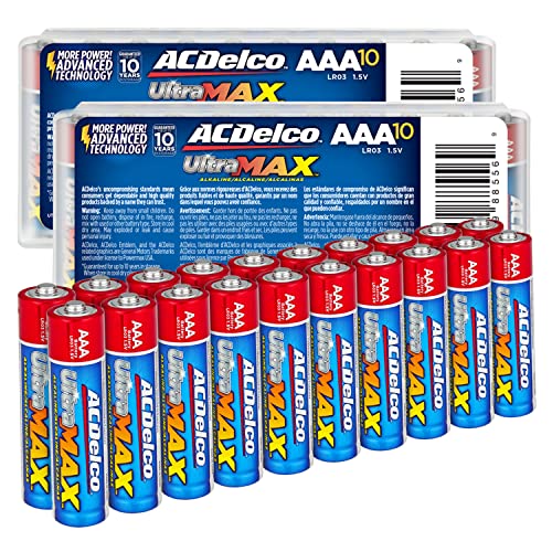 ACDelco UltraMAX 20-Count AAA Batteries, Alkaline Battery with Advanced Technology, 10-Year Shelf Life, Recloseable Packaging