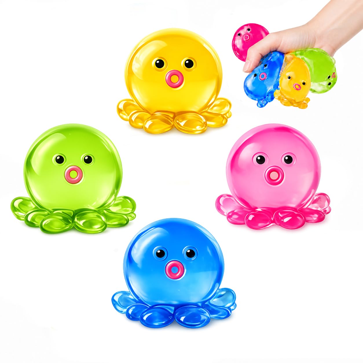 4 Pack Octopus Stress Balls, Slow Rising Squishy Toys for Kids
