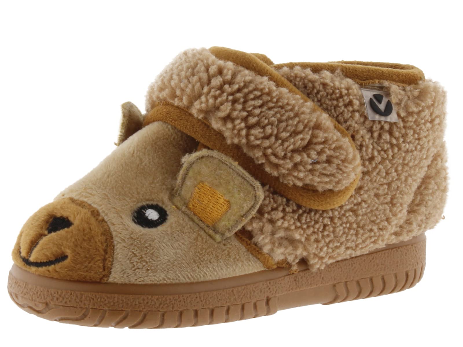 victoria Ojalá Unisex Fur Slippers Animals & Strap & Matching Sole 105119 for Kids Camel 20