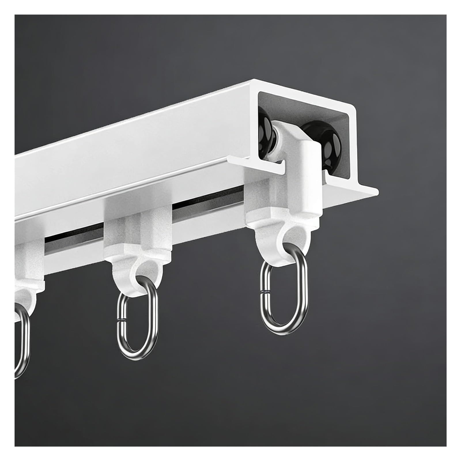 Flexible Schiebeschiene aus Aluminium, Deckenmontage, mit Haken, für Raumteiler und Erkerfenster, 100 m, Weiß