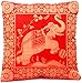 *** Czerwone *** Indyjskie jedwabne dekoracyjne poszewki na poduszki 40 cm x 40 cm, ekstrawagancki wzór słonia na sofę i łóżko poduszka dekoracyjna, poszewka na poduszkę z Indii Oferta ważna do końca miesiąca