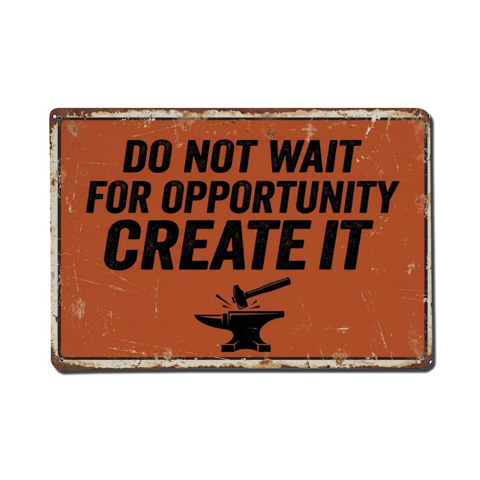 Not Wait Opportunity Create Retro Motivational Slogans 1 Metal Tin Sign Plaque Wall Decor for Cafe, Club Bar, Office, Home Garden Metal Poster 8x12Inch