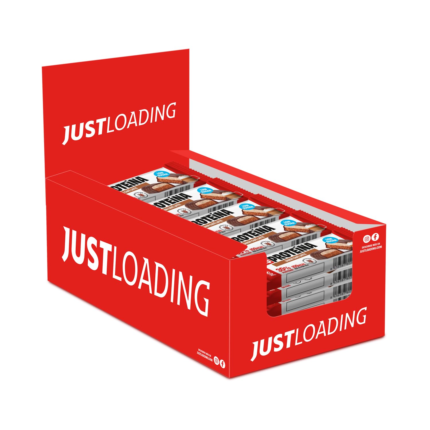 JustLoading Barrita Proteica sabor Café Latte – 30% Proteína · Baja en Azucar · Sin Aceite de Palma – Snack ideal para Recuperación y Saciedad – Pack 30 Unidades de 35 g