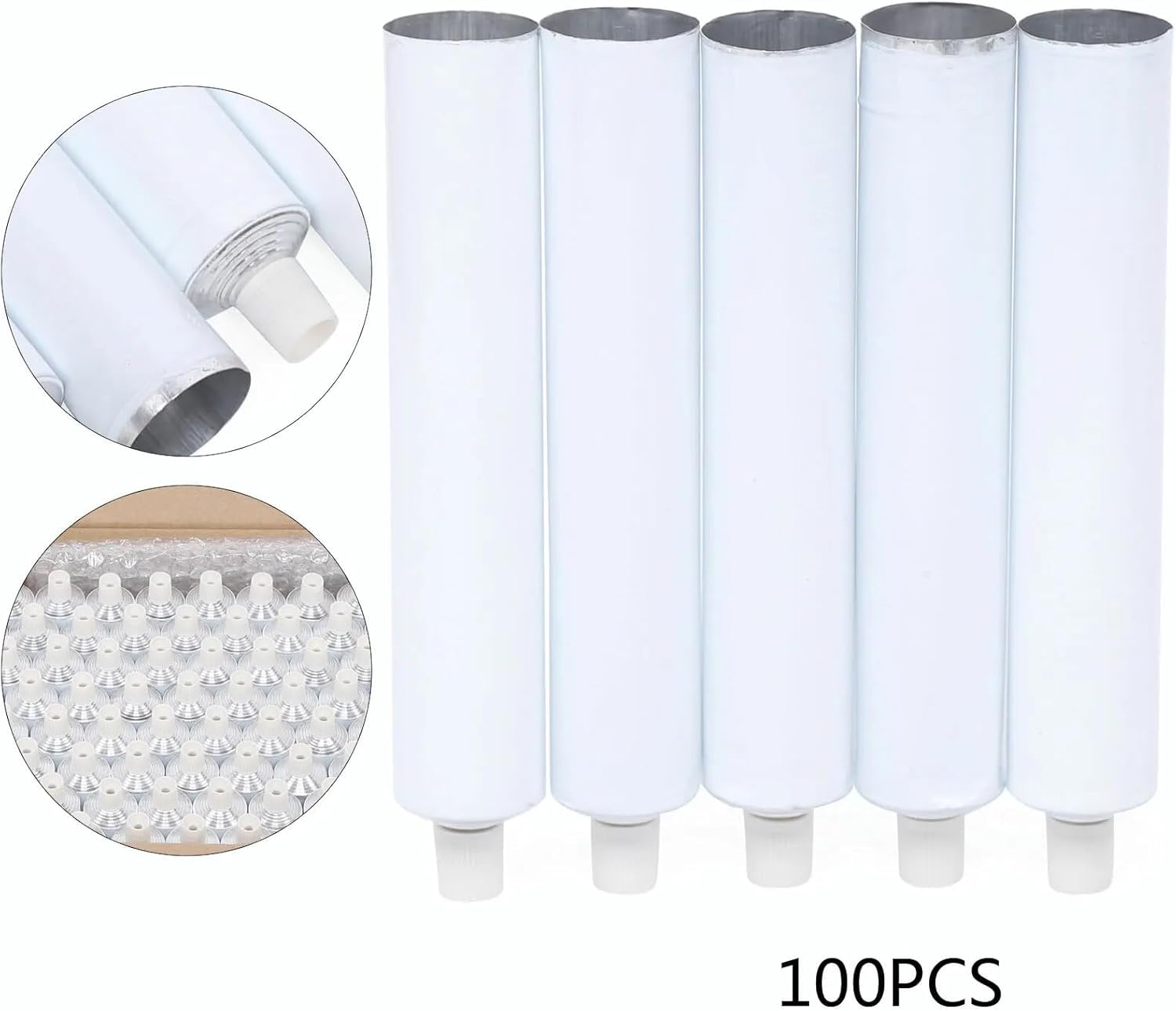 100 Pack Empty Aluminum Squeeze Tubes 100ml – Reusable Travel Lotion Bottles for Cream, Serum, Shampoo – Leak-Proof with Screw Cap – Lightweight & Portable – for Skincare, Haircare, Toiletries