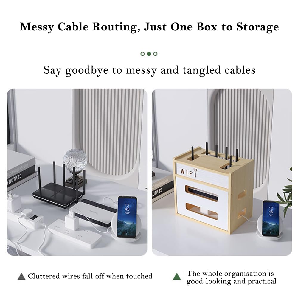 Amazon.co.jp: 木製ルーターシェルフ、デスクトップWiFiルーター収納