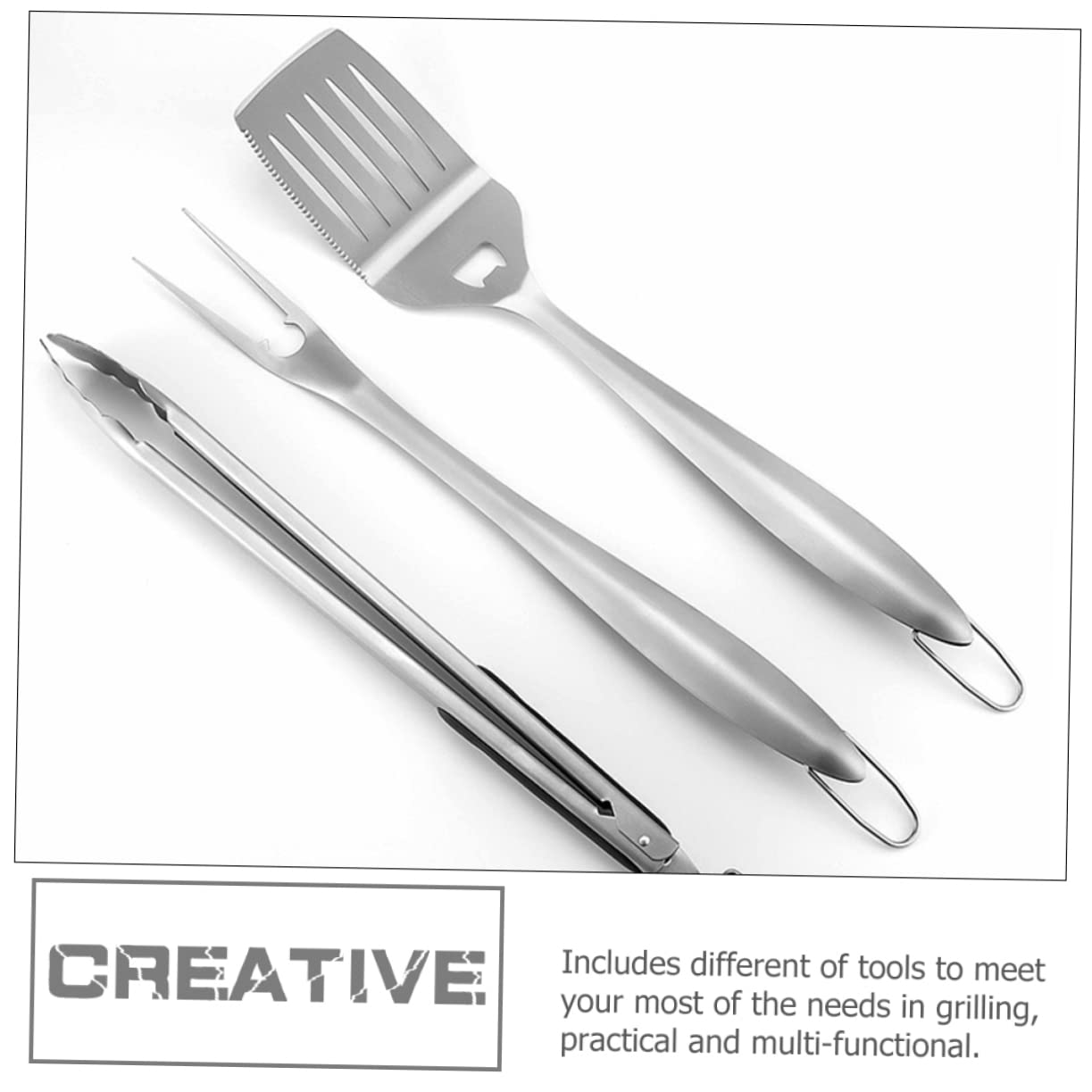ibasenice Kit Outils pour Barbecue Extérieur Pince Fourchette Spatule Ustensiles De Barbecue Portables Fournitures pour Outils De