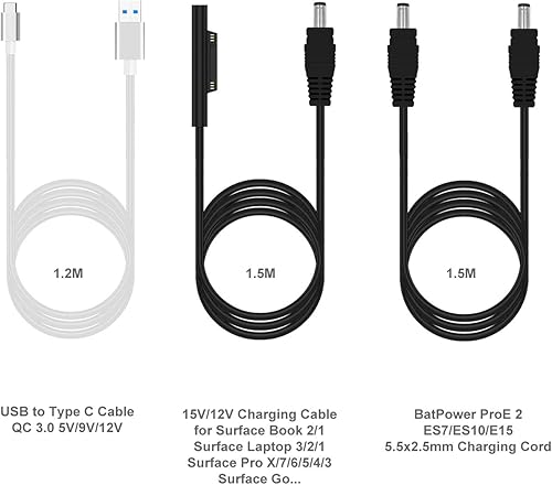 Miniatura 6 de BatPower CCS2 - Cargador de coche para computadora portátil de alta potencia, 120 W, compatible con Microsoft Surface Book Laptop 4 3 2 1 Surface