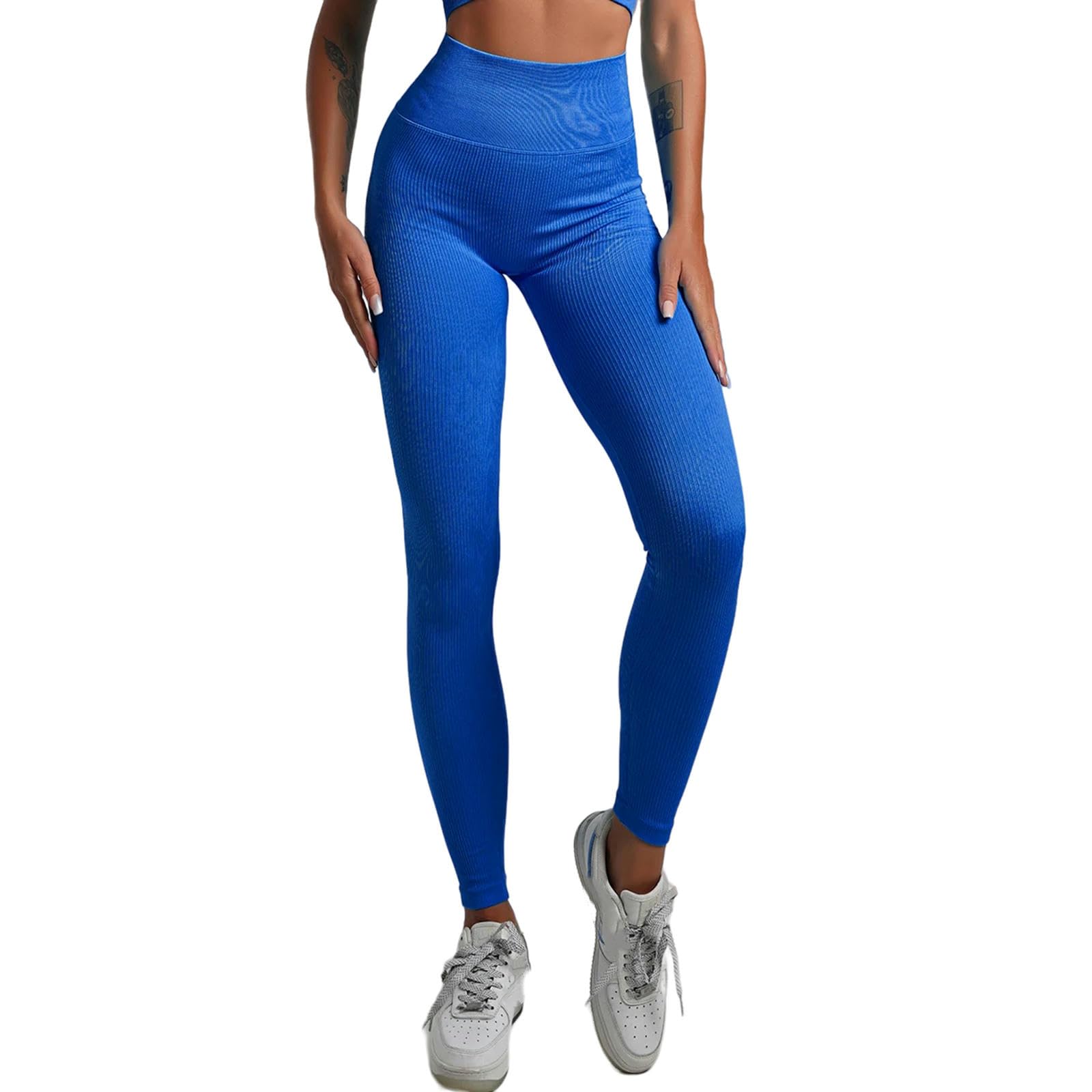 Legginsy dla kobiet UK damskie spodnie do jogi sport bieganie odzież sportowa rozciągliwe podnoszenie fitness rajstopy legginsy siłownia spodnie do ćwiczeń - jasnoniebieski-M