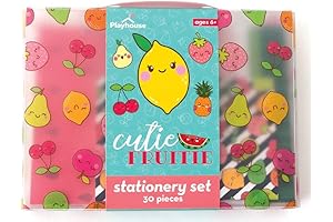Playhouse 29-Piece Kawaii Cutie Fruitie Letters and Notes Stationery Tote Set for Kids