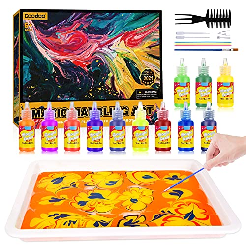 Upgrade 12-Color Marbling Paint Arts & Crafts Gifts for Kids, Art Kits Create Your Own Unique Painting STEM Activities Crafts Toys for Ages 6+