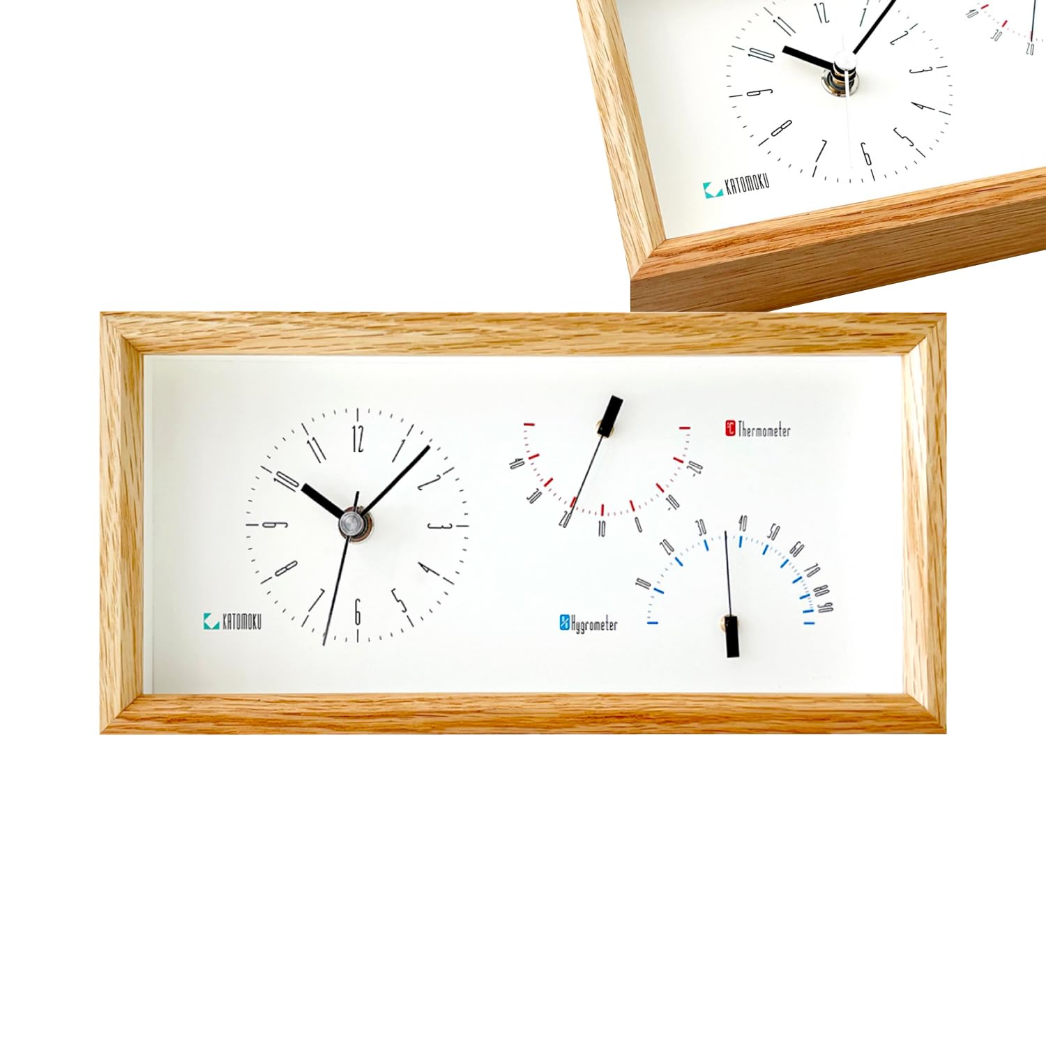 Amazon.co.jp: KATOMOKU Thermo Clock オーク km-152OA 木製 時計 温 