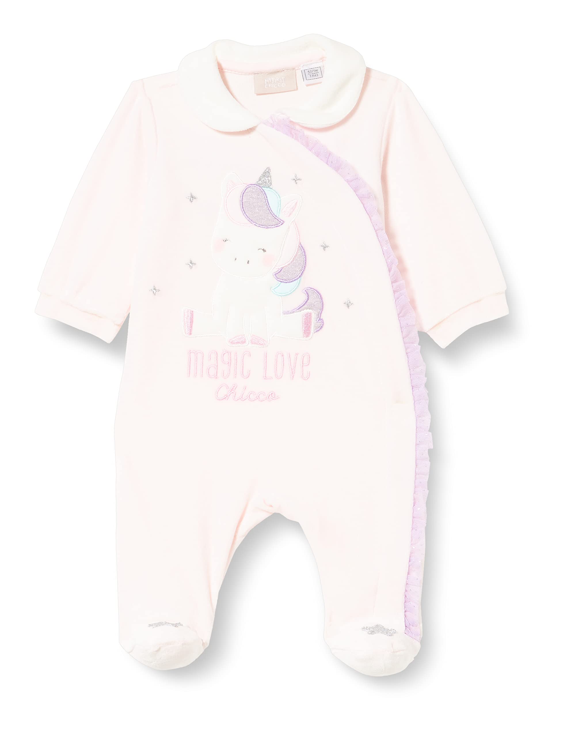 Chicco Baby-Mädchen Babyanzug mit Frontöffnung Kleinkind-Schlafanzge, Rose Und Lila, 12 Monate
