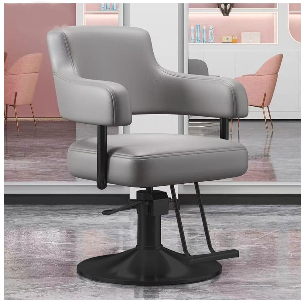 OZBMA Heavy Duty Barber Chair for Hair Stylist,Professional Salon Seat,Adjustable Seat Height,Barber Beauty Shampoo Barbering Equipment Stylist Spa,Grey,C