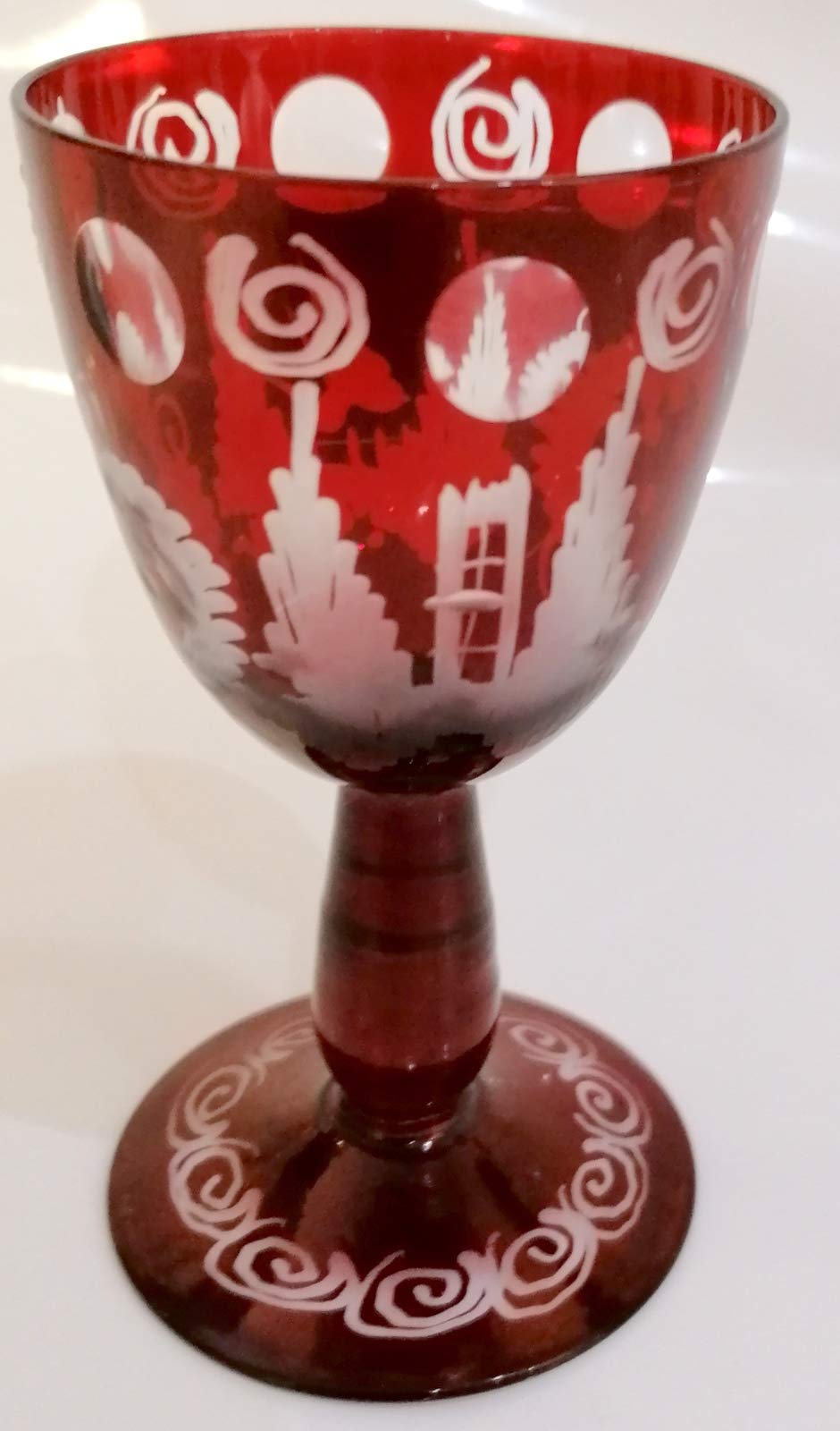 Egermann Weinglas antik, geschliffen Sherry Glas Böhmisches Glas rubin rot Antik Glas Sammler Glas gebraucht Zustand wie neu Höhe ca. 10 cm Küche, Haushalt & Wohnen