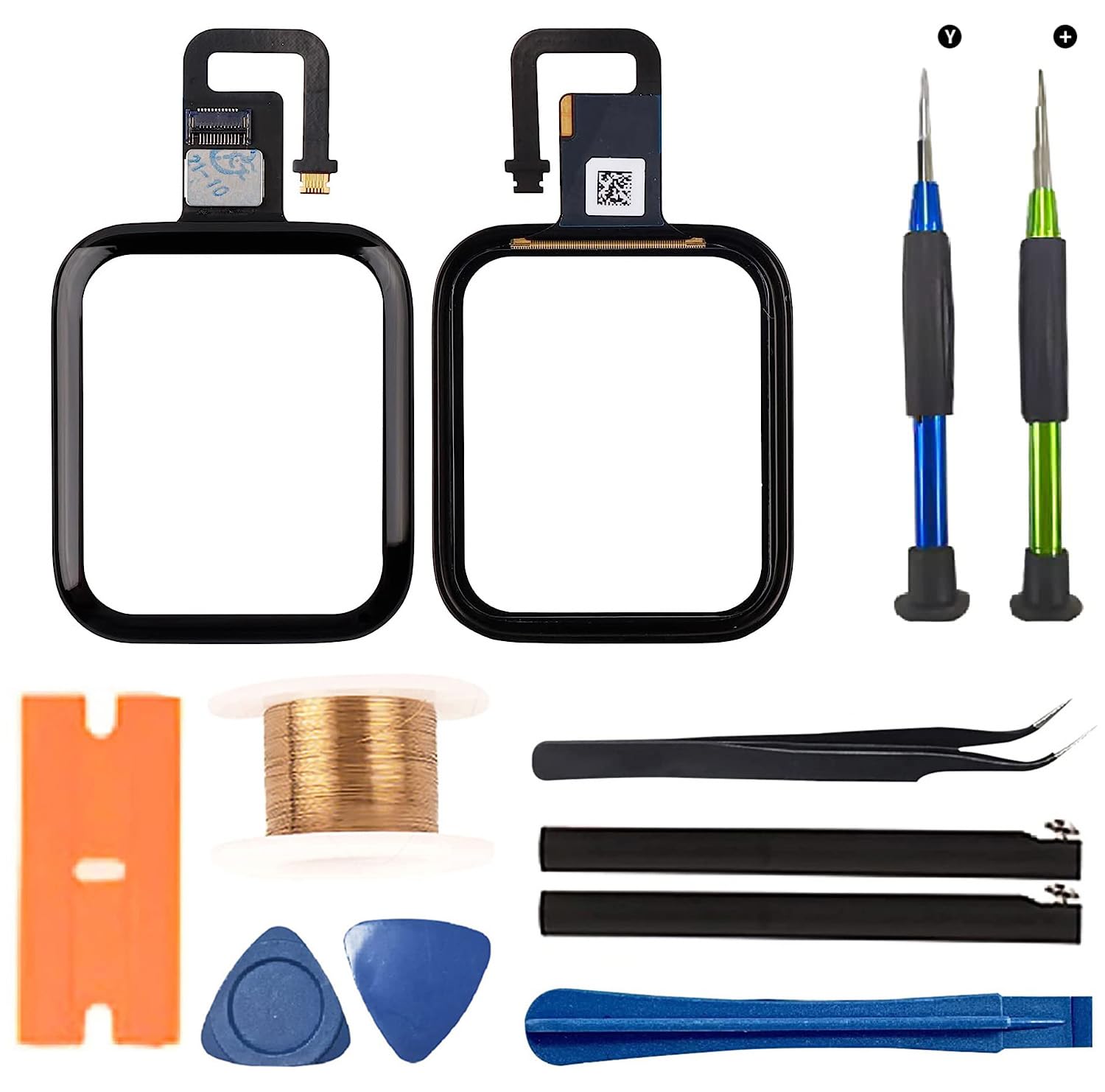 Watch Front Glass Lens and Touch Digitizer Replacement Compatible with Apple Watch Series 6/5/4/SE 40MM/44MM (Black_Series6_40mm)