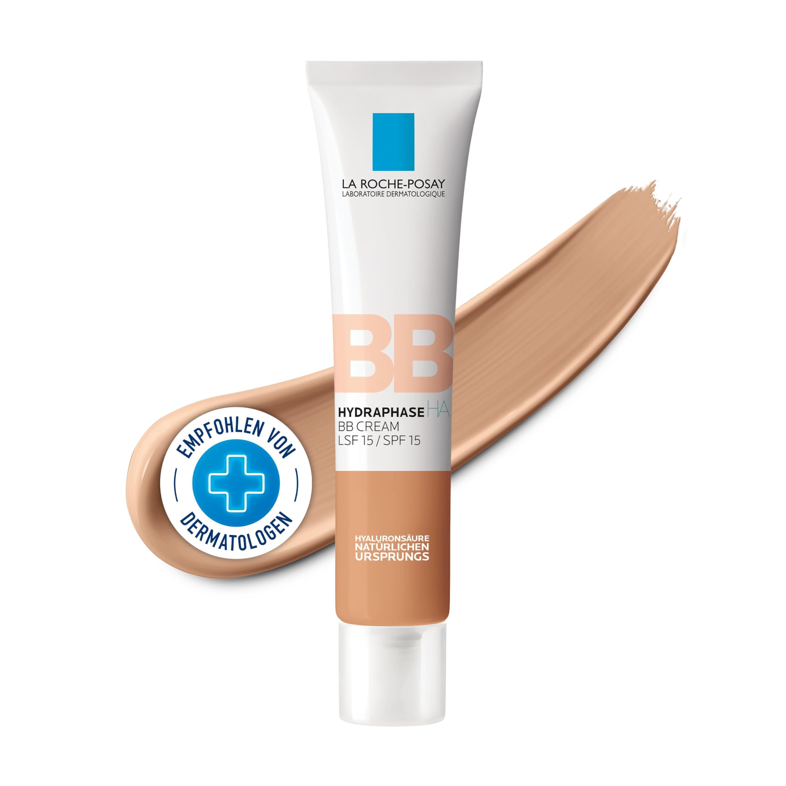 La Roche Posay Hydraphase HA BB Cream Mittel: Feuchtigkeitsspendende BB Cream mit LSF 15, Für einen ebenmäßigeren Teint, Nicht fettende Textur, Für normale bis trockene Haut, 40 ml