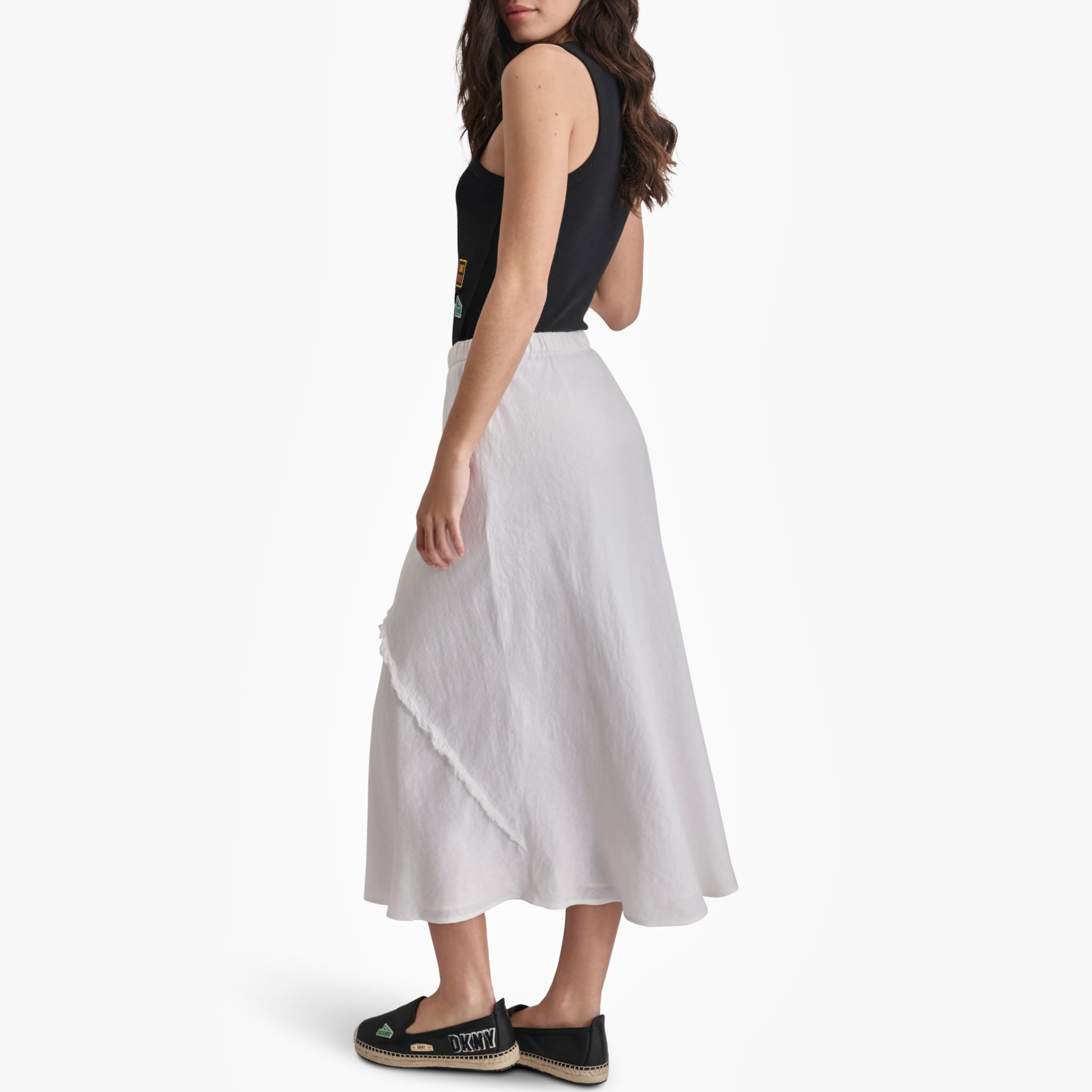 DKNY Lightweight Linen Midi Skirt Falda Mujer (Pack de 1)