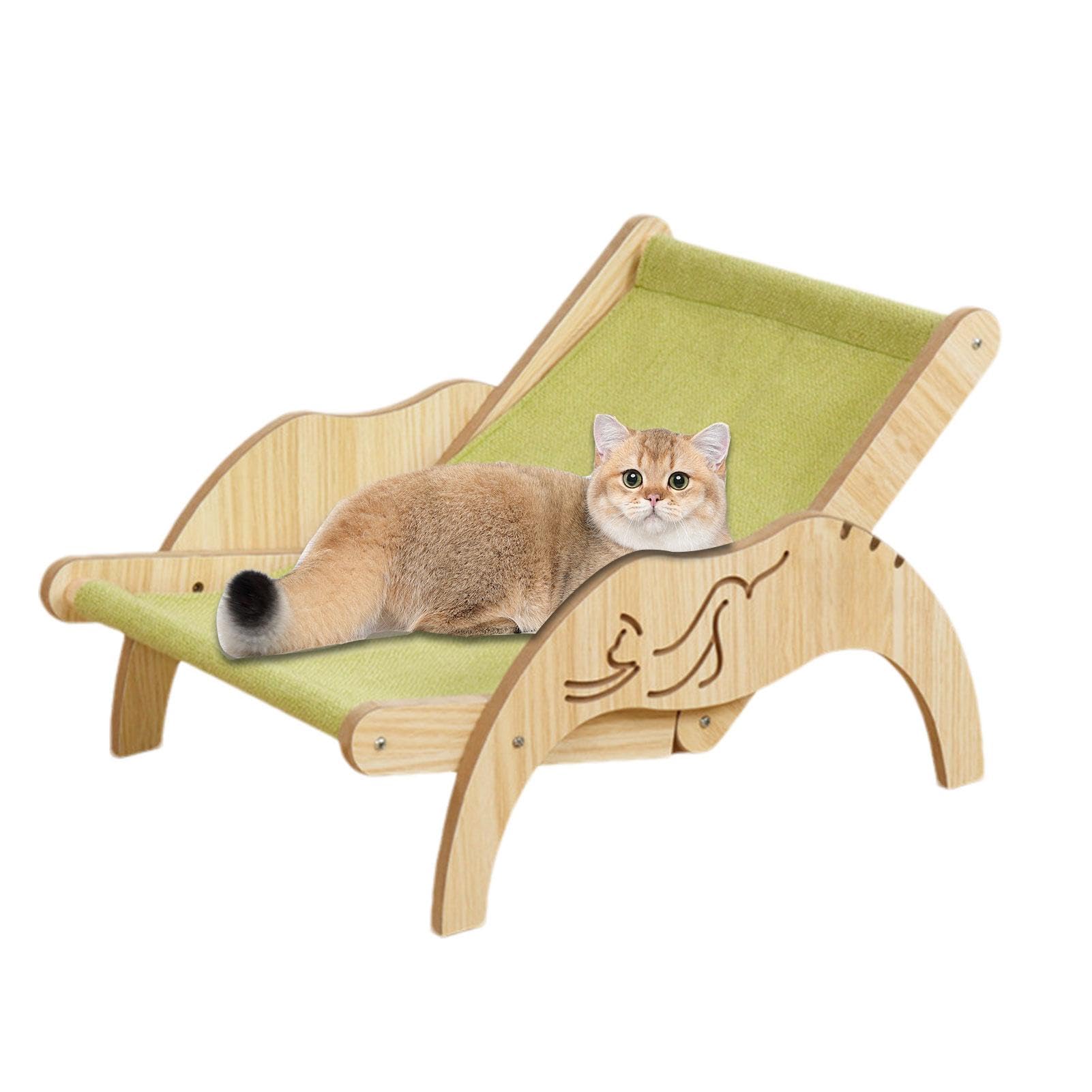 Chaise en sisal pour chat, chaise de plage, hamac pour chat | Lit surélevé pour chaton, chaise longue réglable avec griffoir en sisal, tapis confortable, chaise de plage pour chats de petite, moyenne