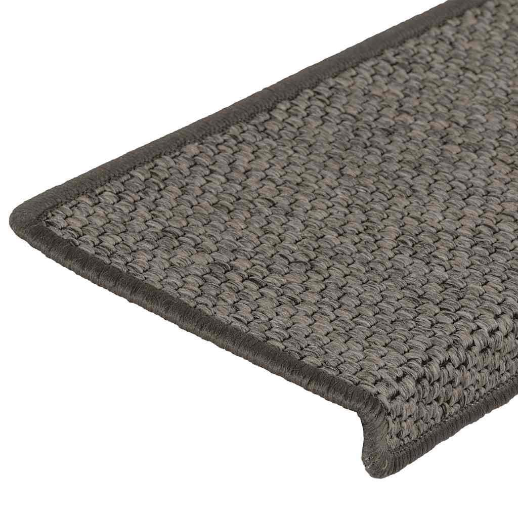 15 Selbstklebende Stufenmatten Set 65x21x4 cm Sisal-Optik Grau & Beige rutschhemmend waschbar als Teppich für Treppenstufen im Flur Wohnzimmer und Schlafzimmer