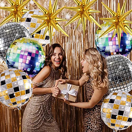 Cadeya 12 Pcs Disco Ball Balloons, Huge Gold Explosion Star Aluminum Foil Balloons For Birthday, Bachelorette Party, 70S 80S 90S Theme Disco Party Decorations Supplies #TOP4