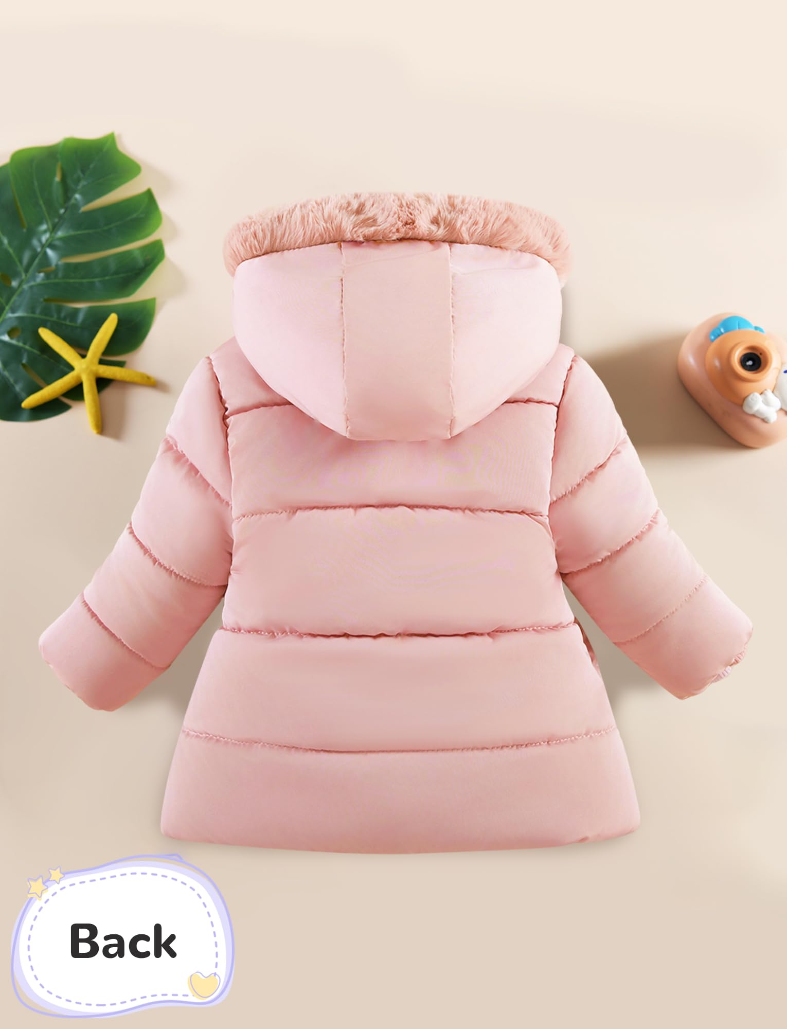 FEOYA Fille Manteau Coupe Vent Chaude Enfant Doudoune Épaississement Imperméable Bébé Veste D'Hiver Legere Blouson Parka À Capuchon Vetement Stitch Mode Mi-Long Polaire 1-5 Ans