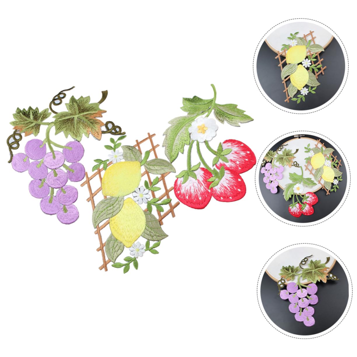 Angoily 5 Set Toppe Ricamate Frutta Per Cucire Applique Decorativi Per Giubbotti E Abbigliamento Design Fragola Per Riparazioni E Abbellimenti Tessili 3 Pezzi*5