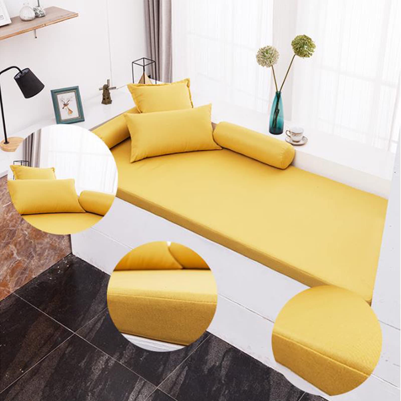 Cuscino impermeabile per panca da esterno a 3 posti, con copertura antiscivolo rimovibile, per panca da giardino, patio, divano, altalena, 150 x 35 cm, bianco sporco